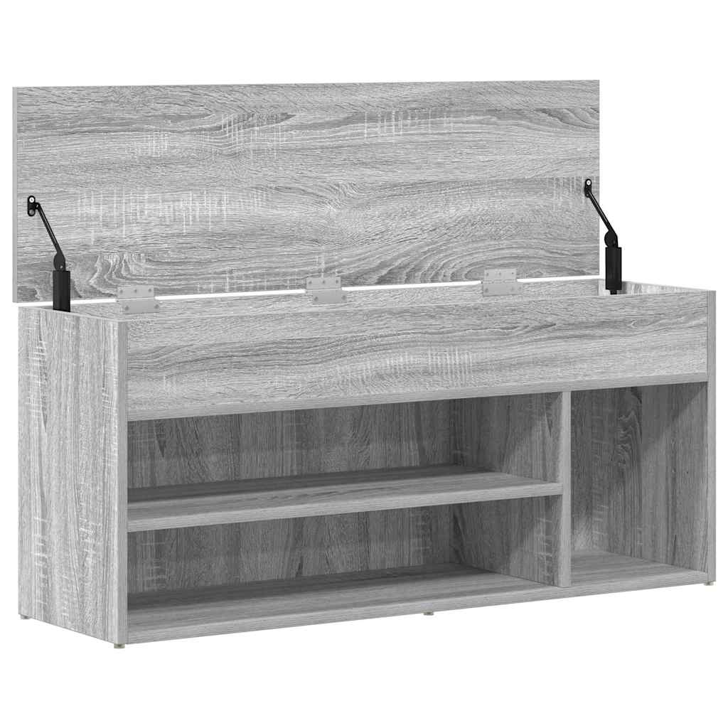 Schoenenbank 102x30,5x45cm bewerkt hout grijs sonoma eikenkleur