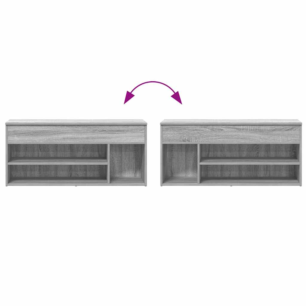 Schoenenbank 102x30,5x45cm bewerkt hout grijs sonoma eikenkleur