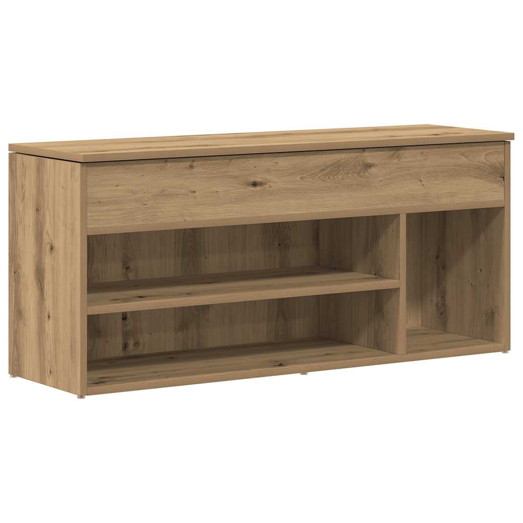 Schoenenbank 102x30,5x45 cm bewerkt hout artisanaal eikenkleur