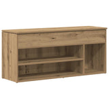 Schoenenbank 102x30,5x45 cm bewerkt hout artisanaal eikenkleur