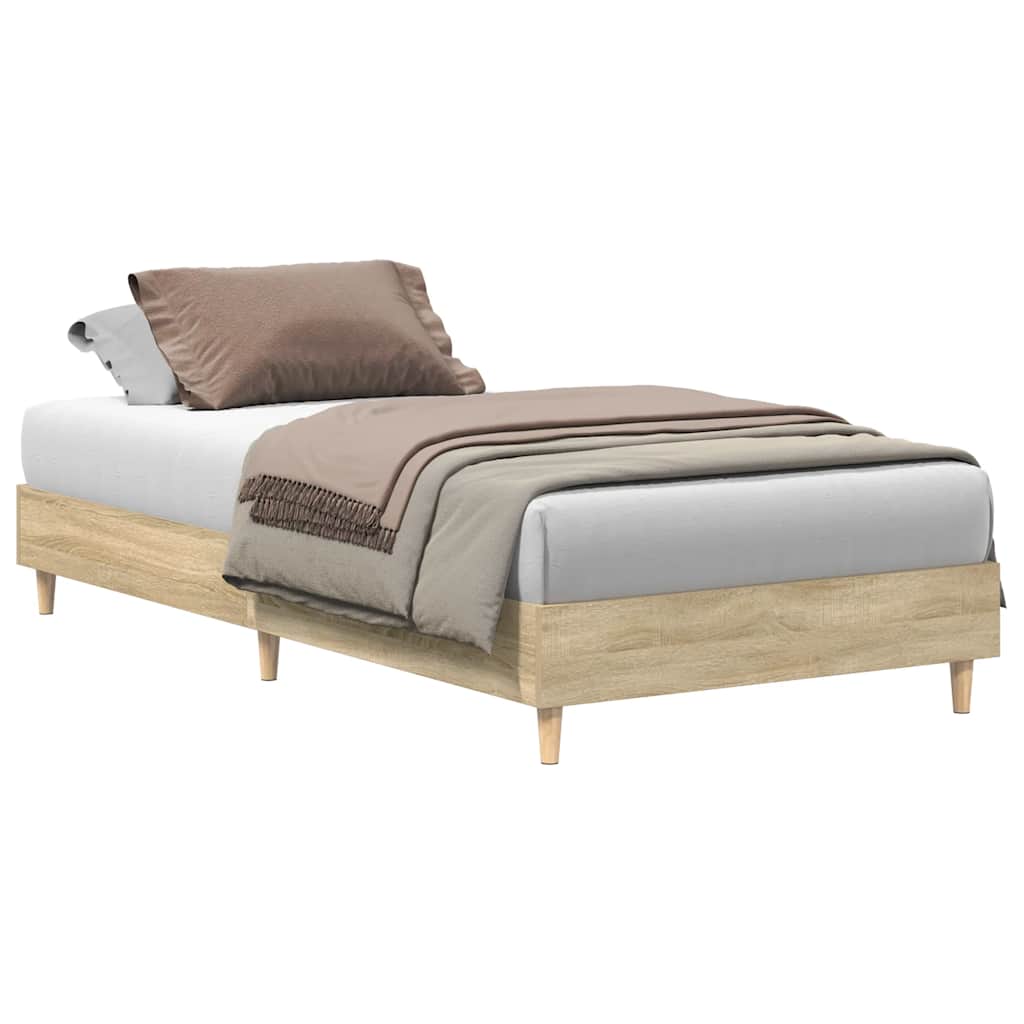 Bedframe 100x200cm in sonoma eikenkleur met lattenbodem (zonder matras)