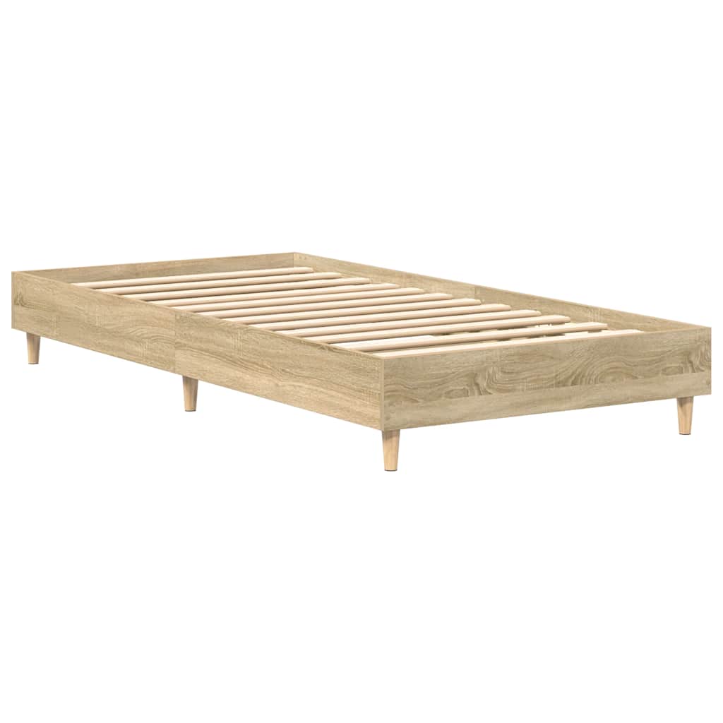 Bedframe 100x200cm in sonoma eikenkleur met lattenbodem (zonder matras)