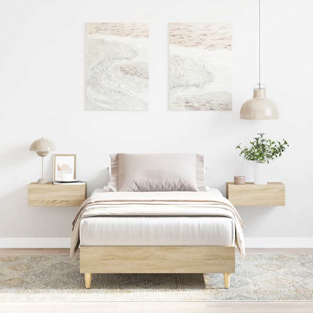 Bedframe 100x200cm in sonoma eikenkleur met lattenbodem (zonder matras)