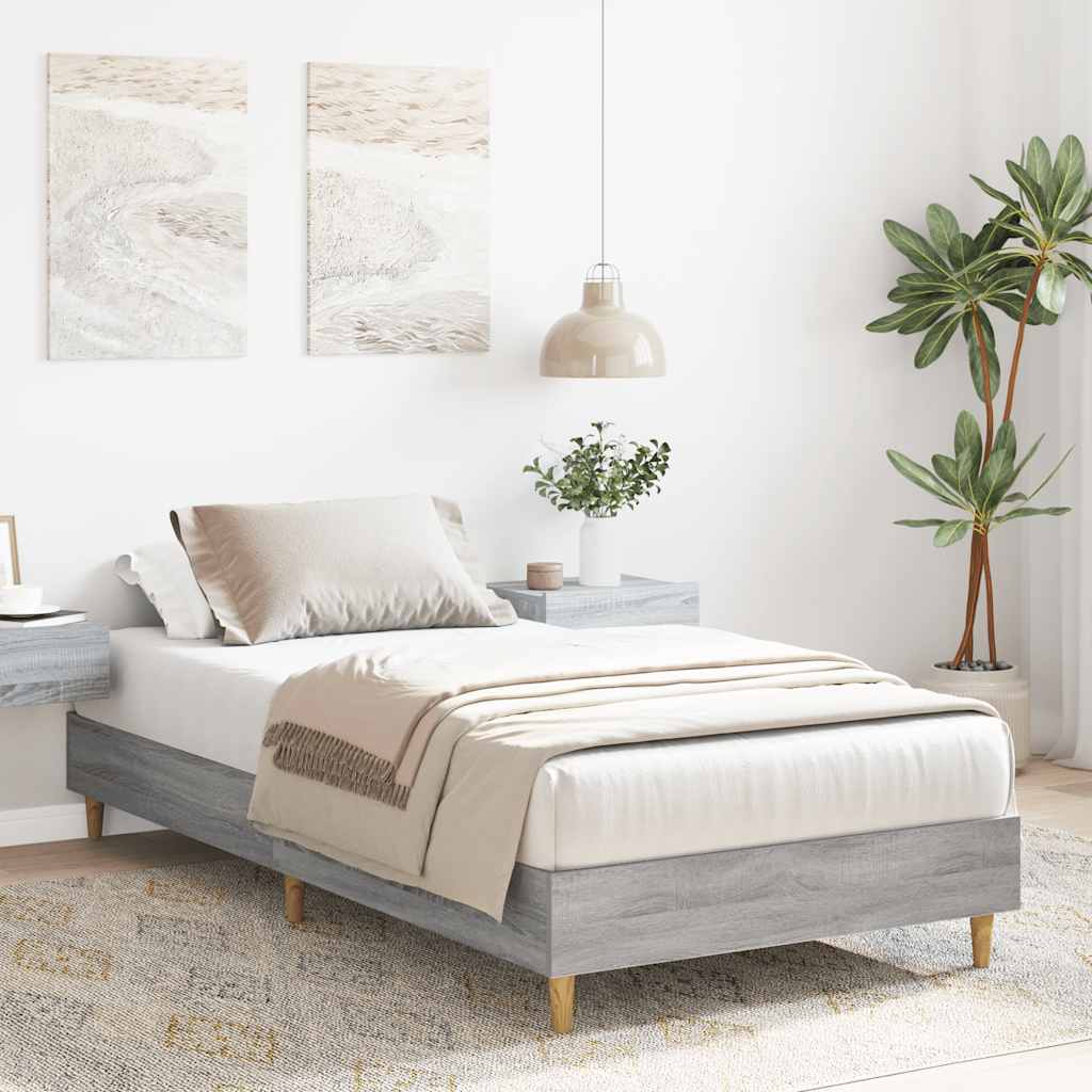 Bedframe 100x200 cm zonder matras in grijs sonoma spaanplaat