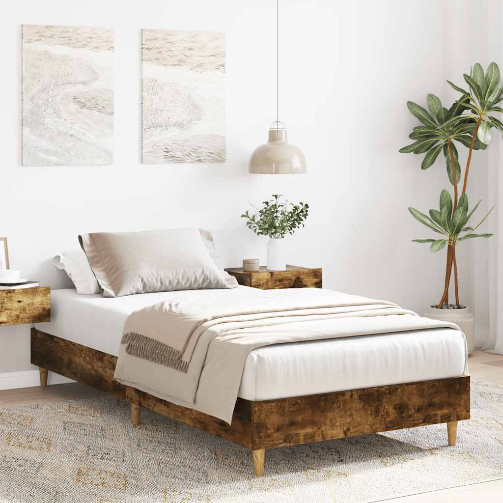 Bedframe 90x190 cm in gerookt eiken zonder matras