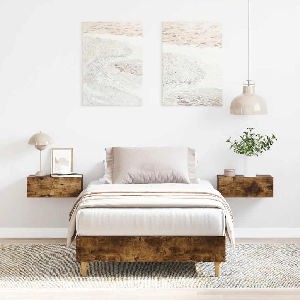 Bedframe 90x190 cm in gerookt eiken zonder matras