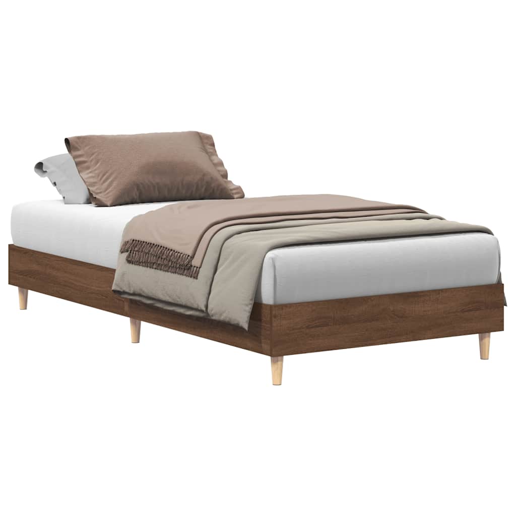 Bedframe 90x190 cm in bruine eikenkleur met lattenbodem (zonder matras)
