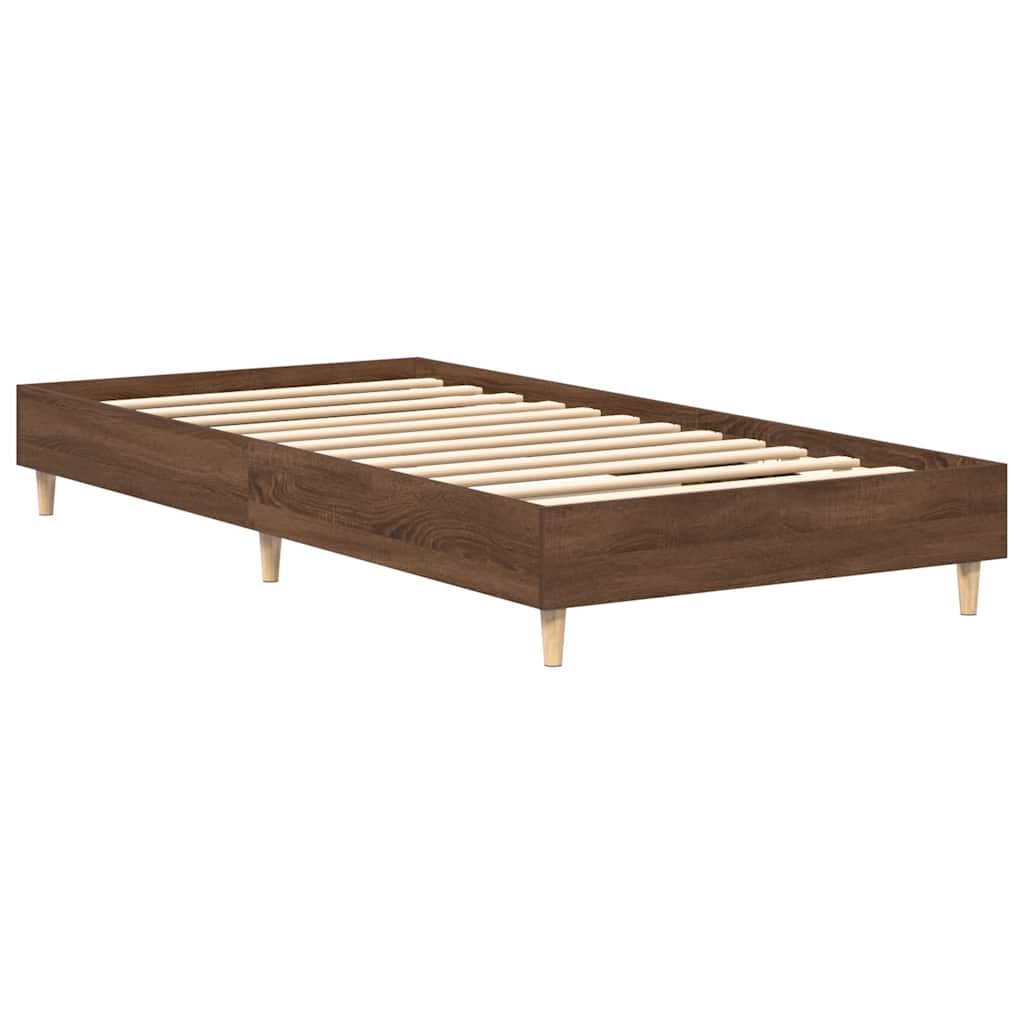 Bedframe 90x190 cm in bruine eikenkleur met lattenbodem (zonder matras)