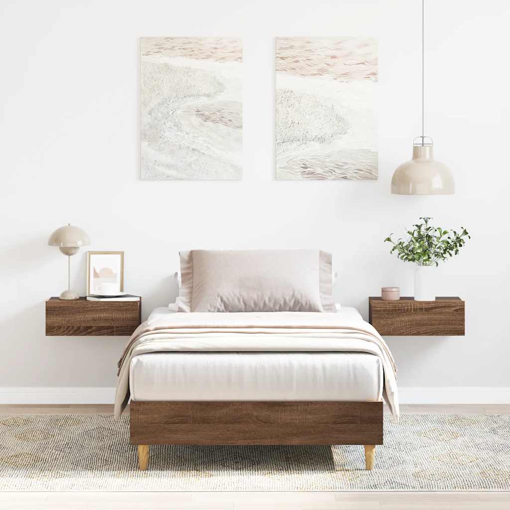 Bedframe 90x190 cm in bruine eikenkleur met lattenbodem (zonder matras)