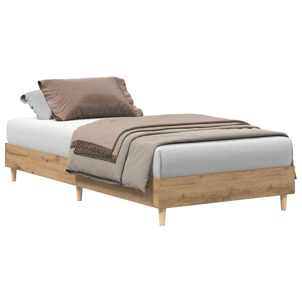 Artisanaal eiken bedframe zonder matras met lattenbodem
