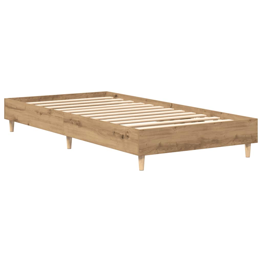 Artisanaal eiken bedframe zonder matras met lattenbodem