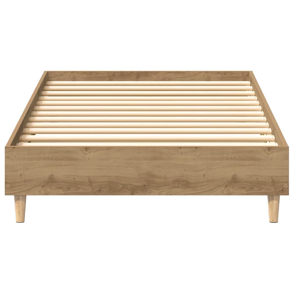 Artisanaal eiken bedframe zonder matras met lattenbodem