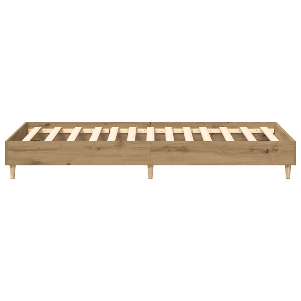 Artisanaal eiken bedframe zonder matras met lattenbodem