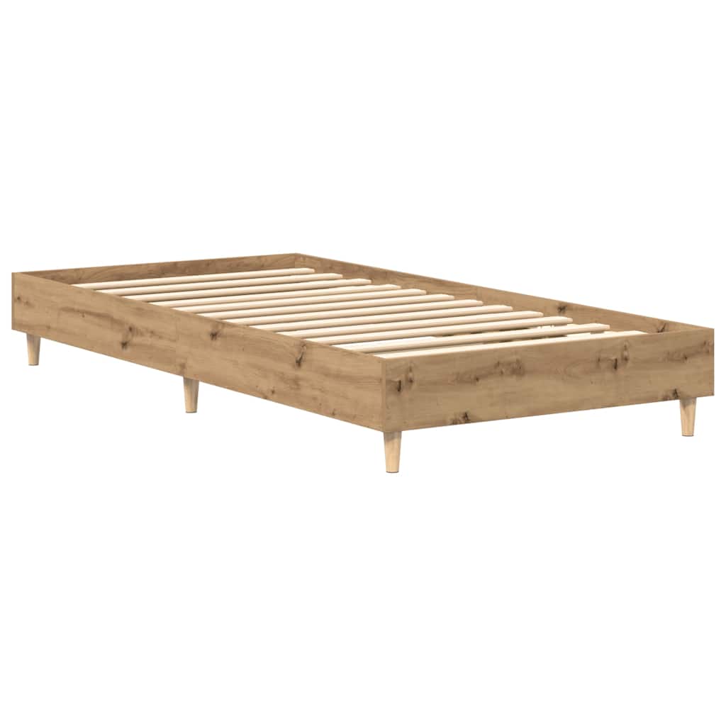 Artisanaal eiken bedframe zonder matras met lattenbodem