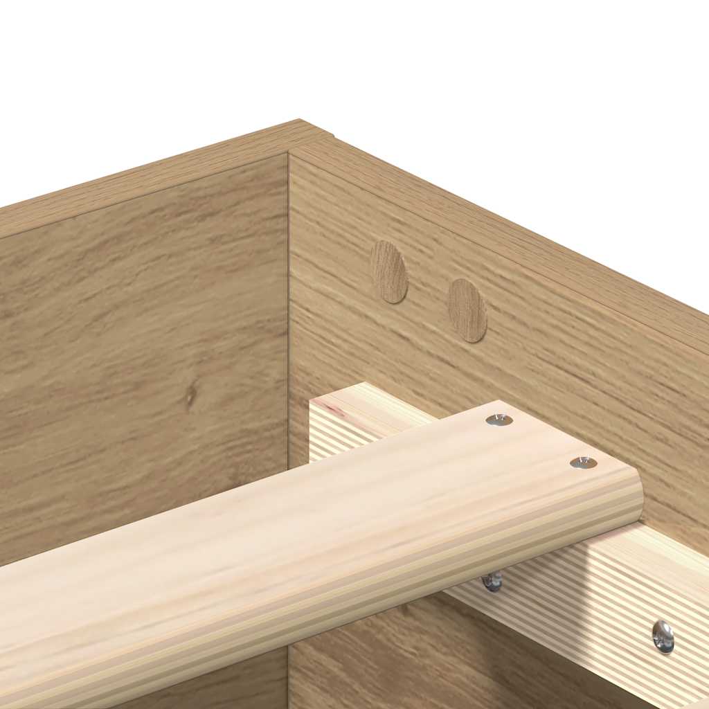 Artisanaal eiken bedframe zonder matras met lattenbodem