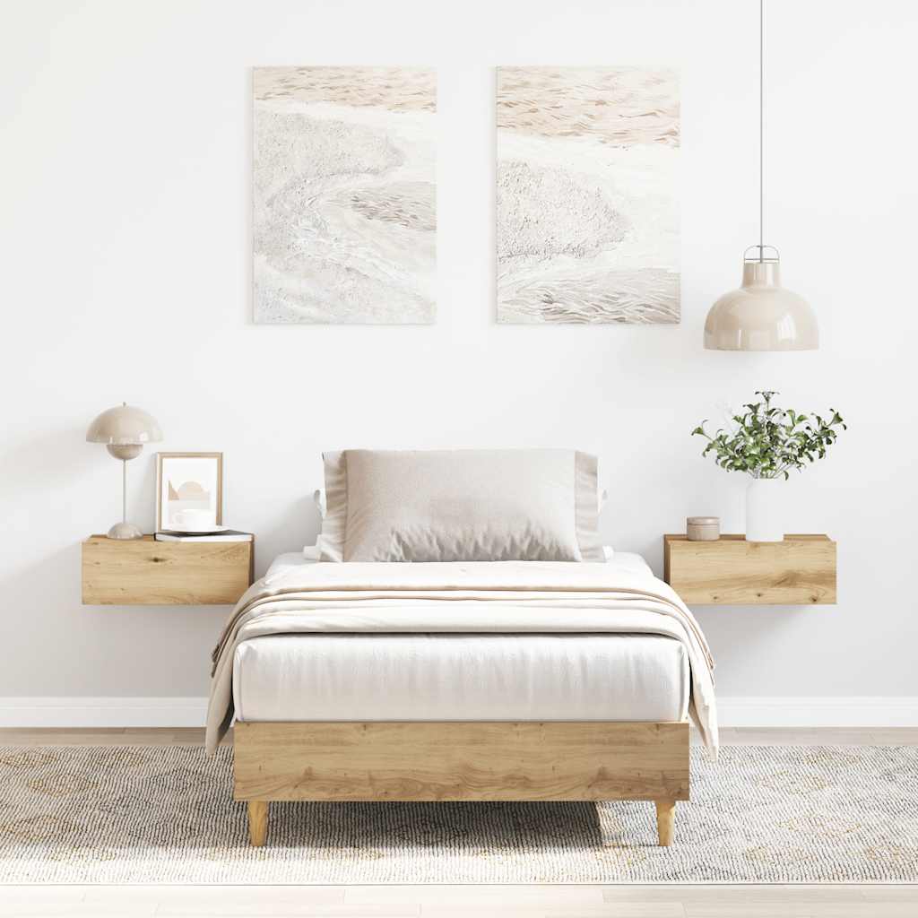 Artisanaal eiken bedframe zonder matras met lattenbodem