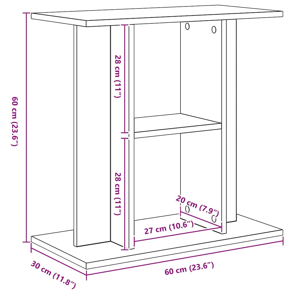 Aquariumstandaard 60x30x60 cm spaanplaat zwart eikenkleurig