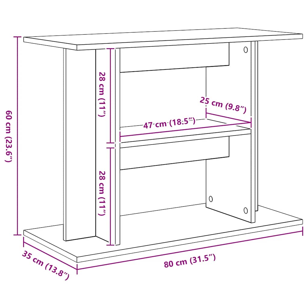 Aquariumstandaard 80x35x60 cm spaanplaat zwart eikenkleurig