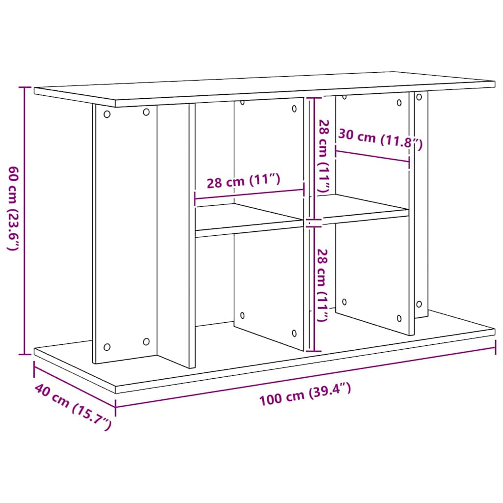 Aquariumstandaard 100x40x60 cm spaanplaat zwart eikenkleurig