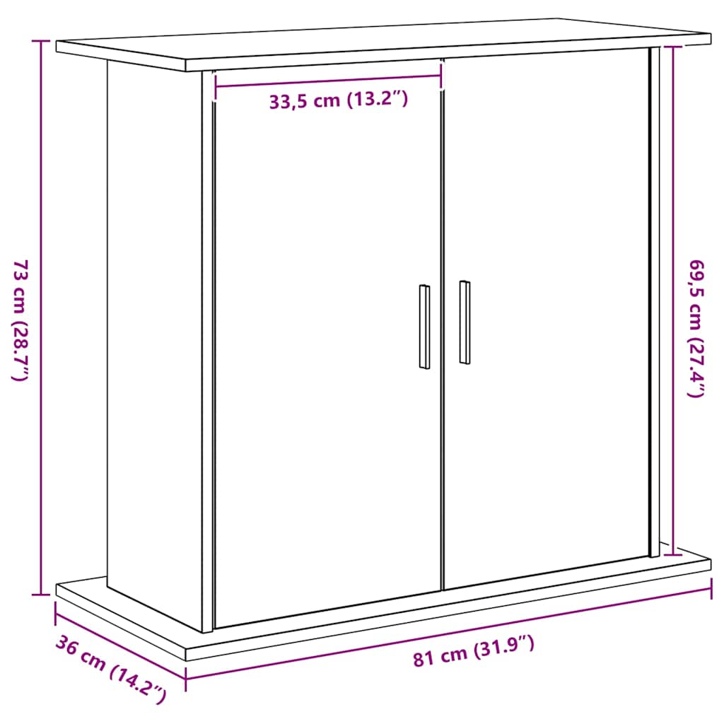 Aquariumstandaard 81x36x73 cm spaanplaat zwart eikenkleurig