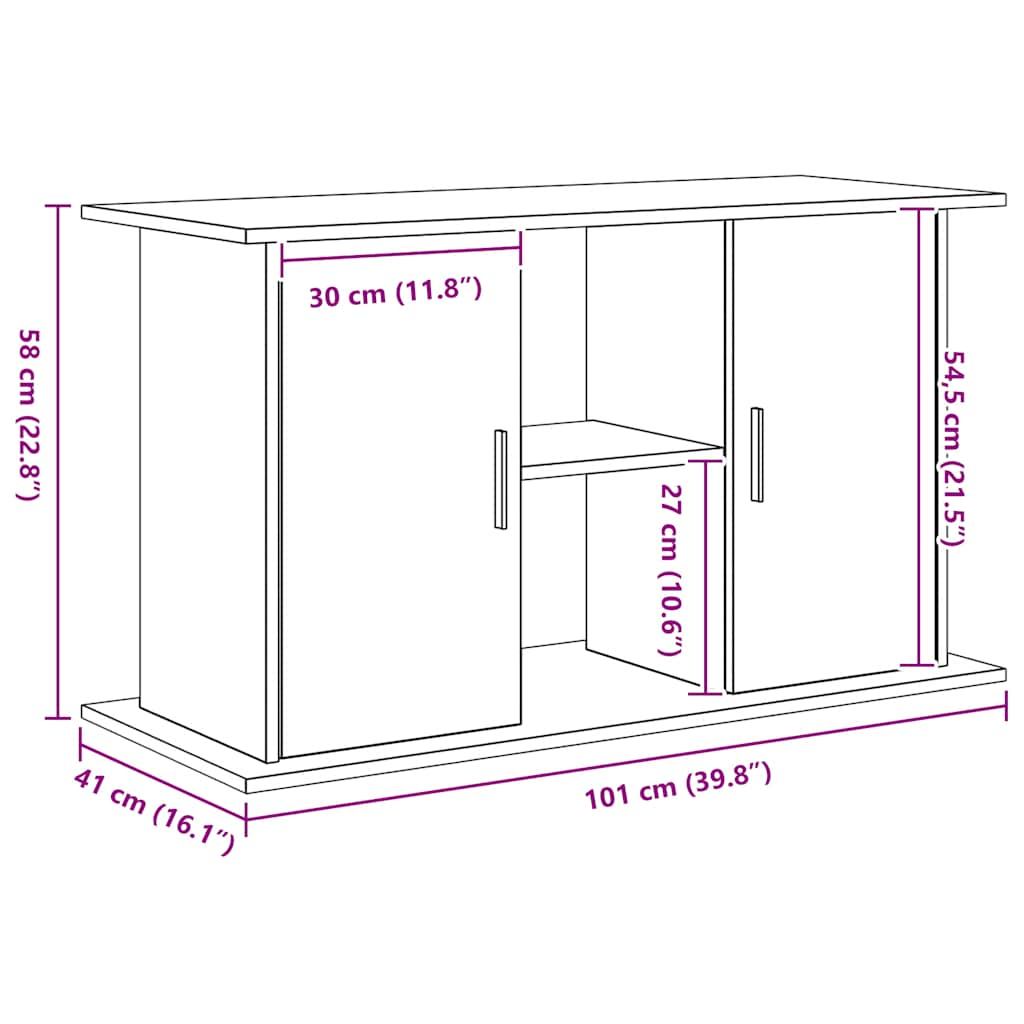 Aquariumstandaard 101x41x58 cm spaanplaat zwart eikenkleurig