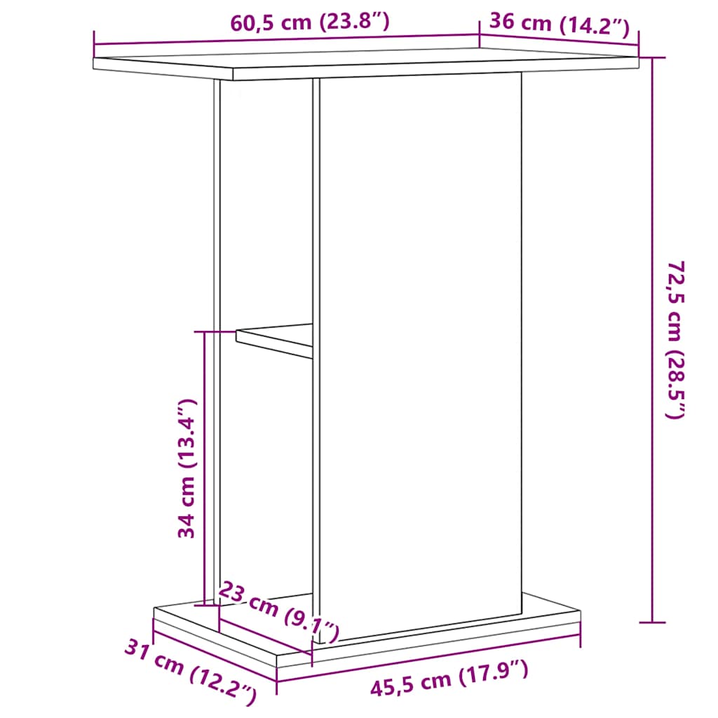 Aquariumstandaard 60,5x36x72,5 cm spaanplaat zwart eikenkleurig