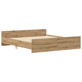 Artisanaal eiken bedframe zonder matras met multiplex lattenbodem