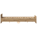 Artisanaal eiken bedframe zonder matras met multiplex lattenbodem