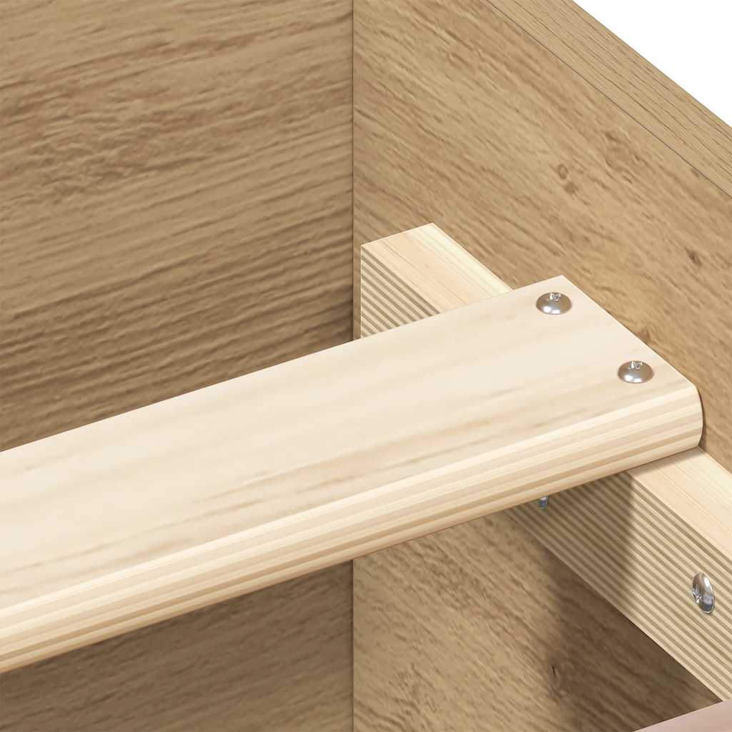Artisanaal eiken bedframe zonder matras met multiplex lattenbodem