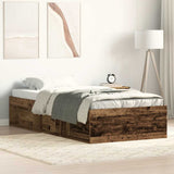 Bedframe 90x200 cm van oud bewerkt hout zonder matras met extra opbergruimte