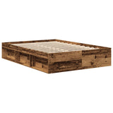 Bedframe 160x200 cm van oud bewerkt hout met opbergruimte