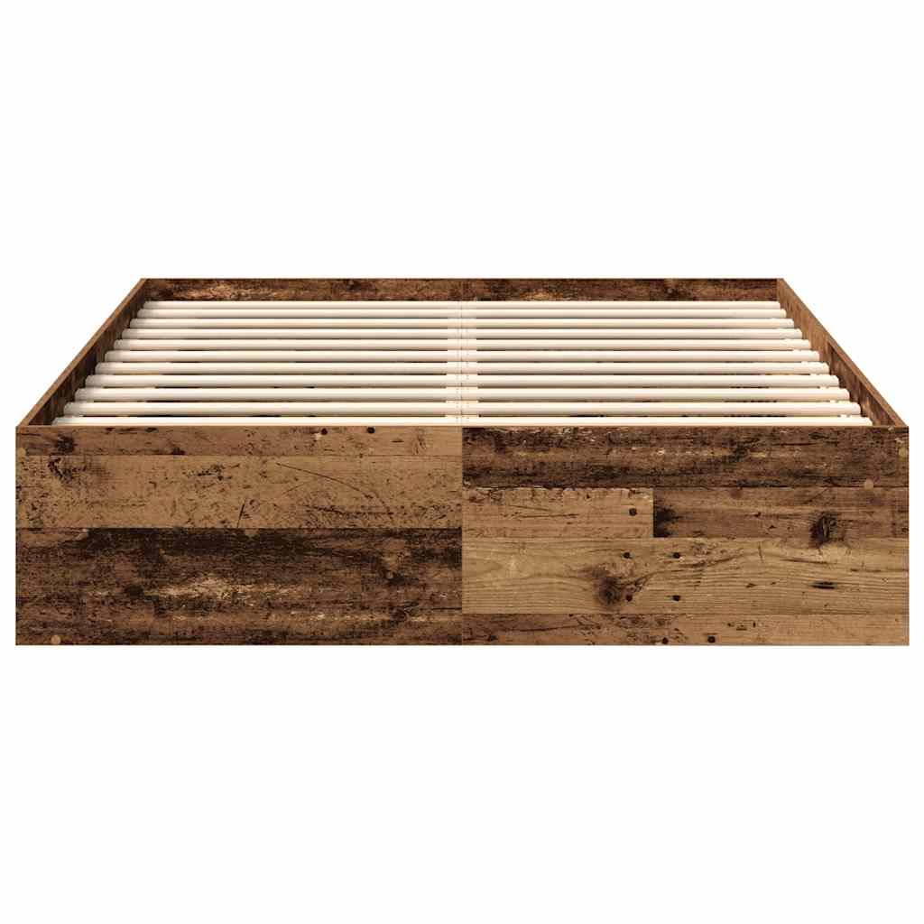 Bedframe 160x200 cm van oud bewerkt hout met opbergruimte