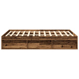 Bedframe 160x200 cm van oud bewerkt hout met opbergruimte