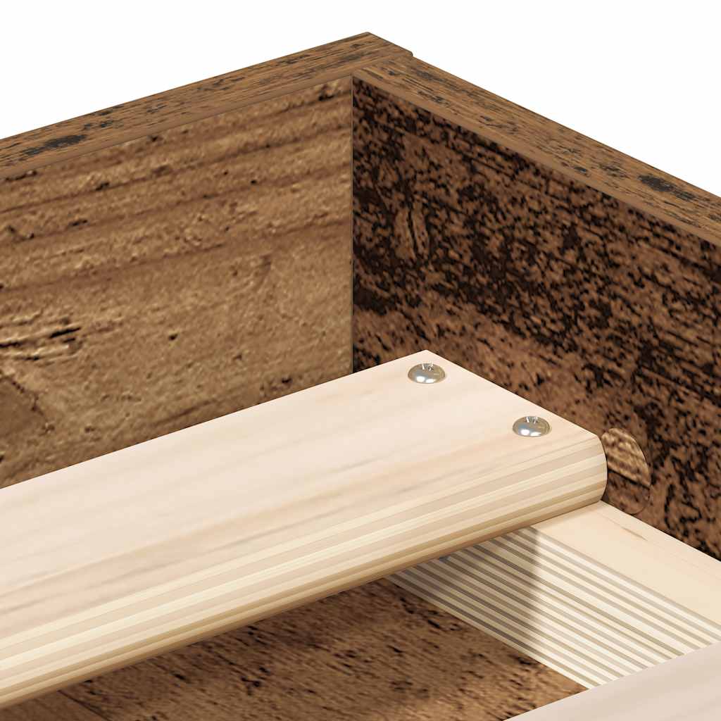Bedframe 160x200 cm van oud bewerkt hout met opbergruimte