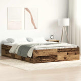 Bedframe 160x200 cm van oud bewerkt hout met opbergruimte