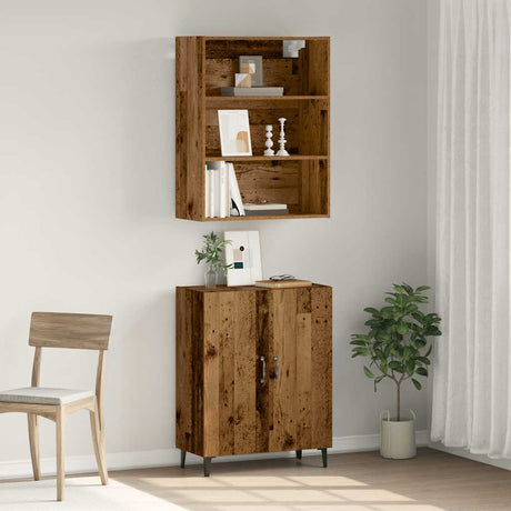 Dressoir met wandkast bewerkt hout oud houtkleurig - AllerleiShop