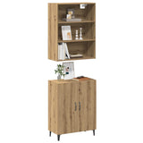 Dressoir met wandkast bewerkt hout artisanaal eikenkleur - AllerleiShop