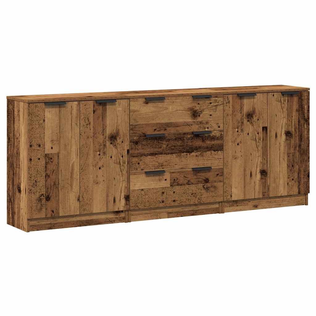 Dressoirs 3 st 60x30x70 cm bewerkt hout oud houtkleurig - AllerleiShop