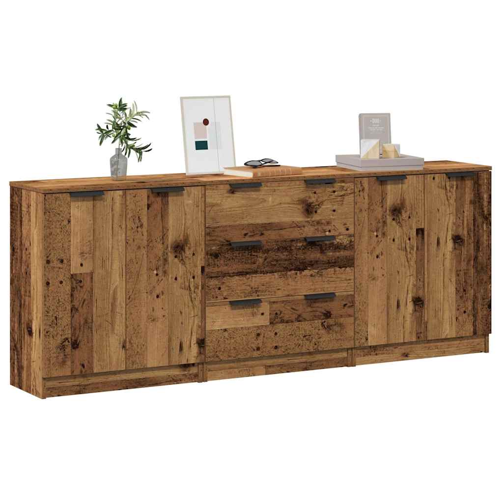 Dressoirs 3 st 60x30x70 cm bewerkt hout oud houtkleurig - AllerleiShop