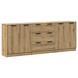 Dressoirs 3 st 60x30x70 cm bewerkt hout artisanaal eikenkleurig - AllerleiShop