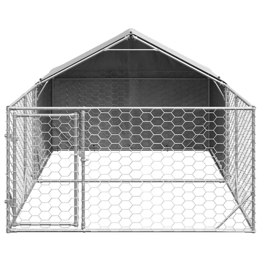 Hondenkennel met ren 4x2x1,5 m gegalvaniseerd staal