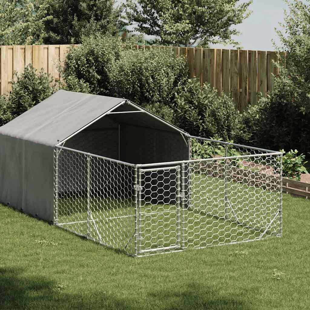 Hondenkennel met ren 4x2x1,5 m gegalvaniseerd staal