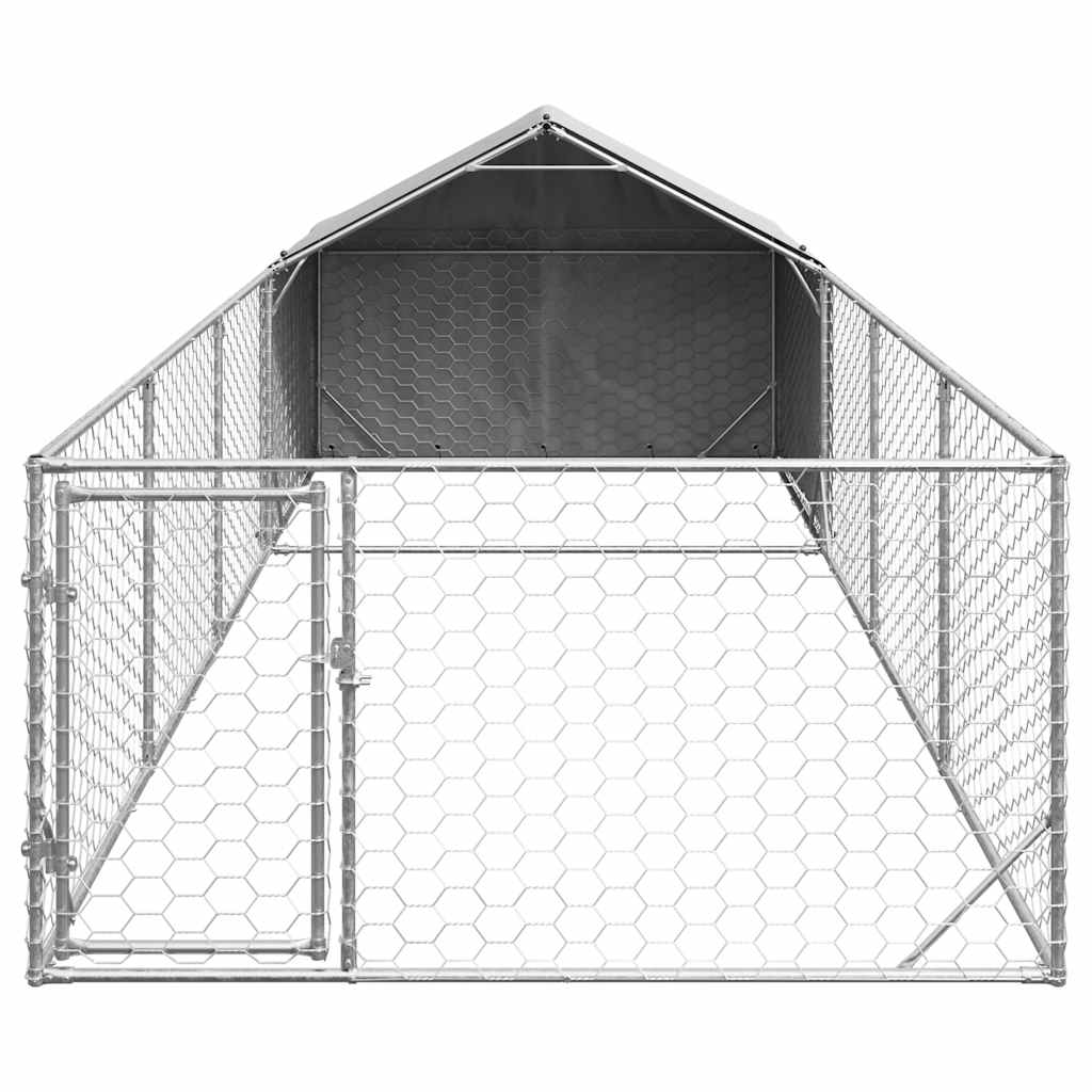 Hondenkennel met ren 7x2x1,5 m gegalvaniseerd staal