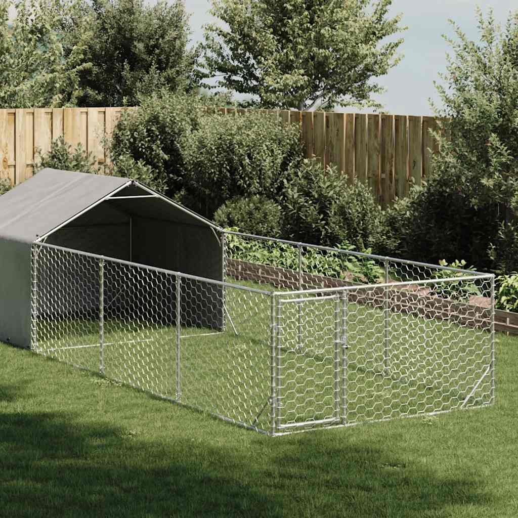 Hondenkennel met ren 6x2x1,5 m gegalvaniseerd staal