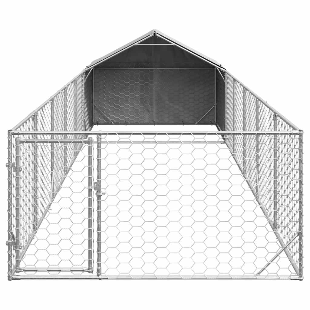 Hondenkennel met ren 8x2x1,5 m gegalvaniseerd staal