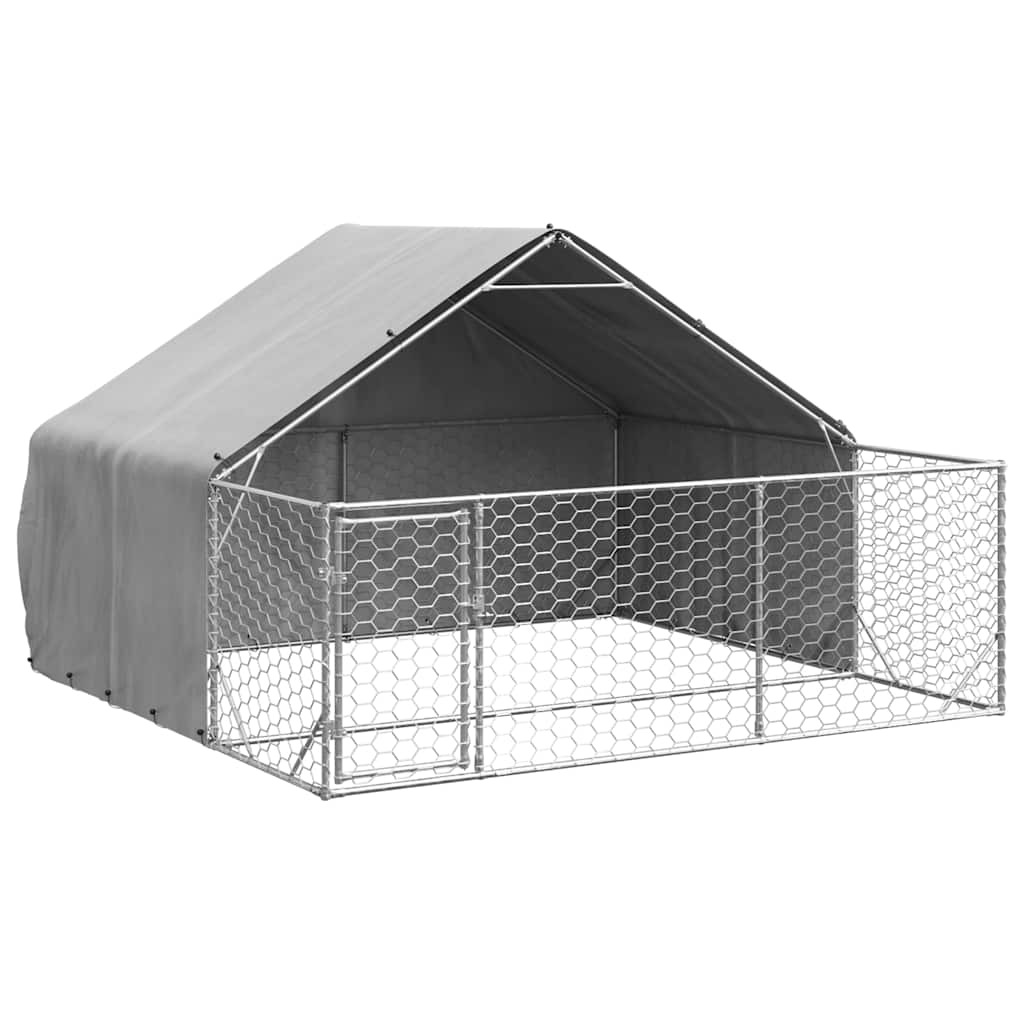 Hondenkennel met ren 3x3x1,9 m gegalvaniseerd staal