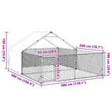 Hondenkennel met ren 5x3x1,9 m gegalvaniseerd staal