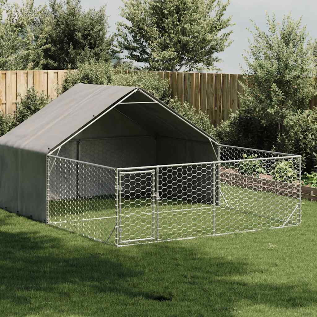 Hondenkennel met ren 5x3x1,9 m gegalvaniseerd staal