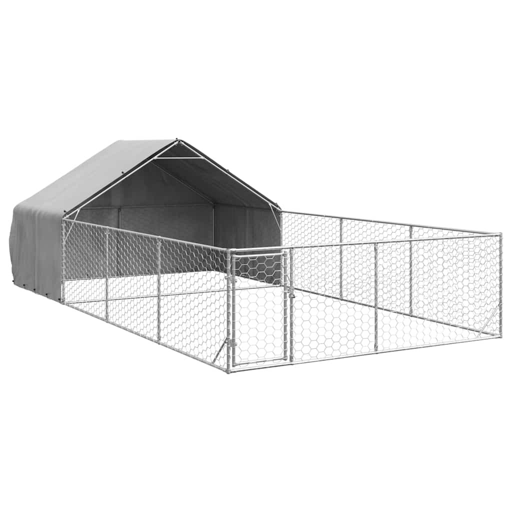 Hondenkennel met ren 7x3x1,9 m gegalvaniseerd staal