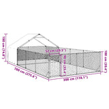 Hondenkennel met ren 7x3x1,9 m gegalvaniseerd staal